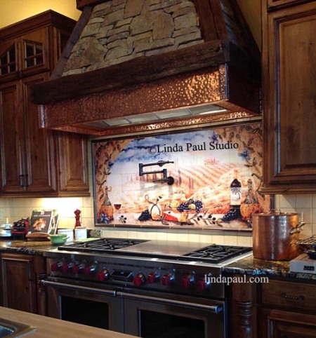 Tuscan Kitchen Tile Backsplash Mural in italian style kitchen
